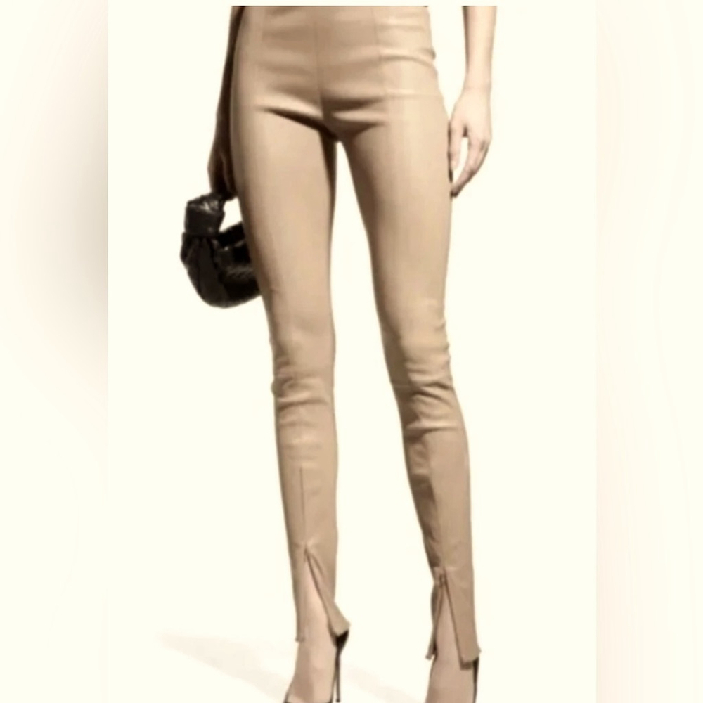 Jason Wu Beige Vegan Leather Skinny Pants